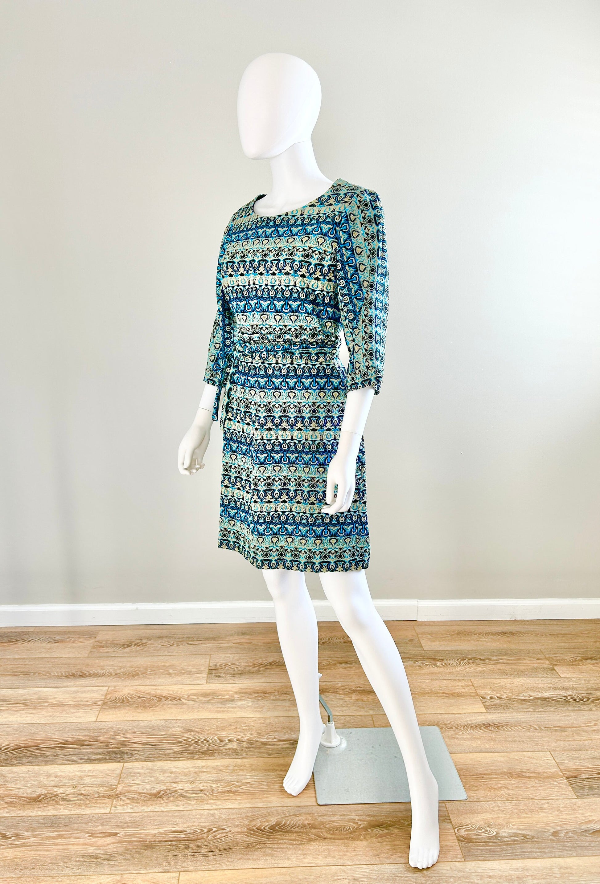 Vintage 1960s Pierre Balmain Dress / 60s Retro Shift Holiday Dress / Size M L